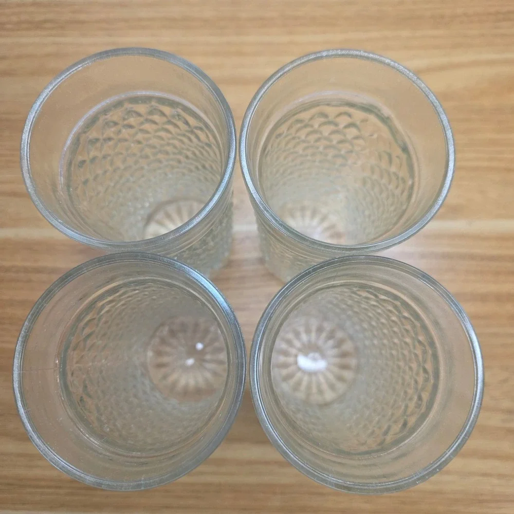 Anchor Hocking Quilted Diamond Tumblers Set of 4 Clear Good Vintage 5.75in